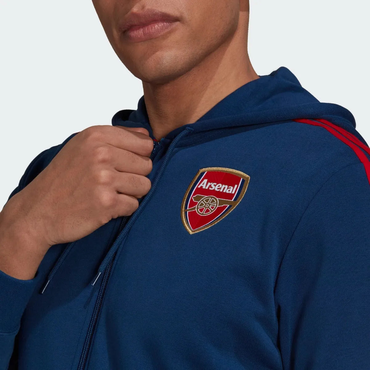 Adidas 2021-22 Arsenal 3 Stripe Full-Zip Hoody - Navy (Detail 1)