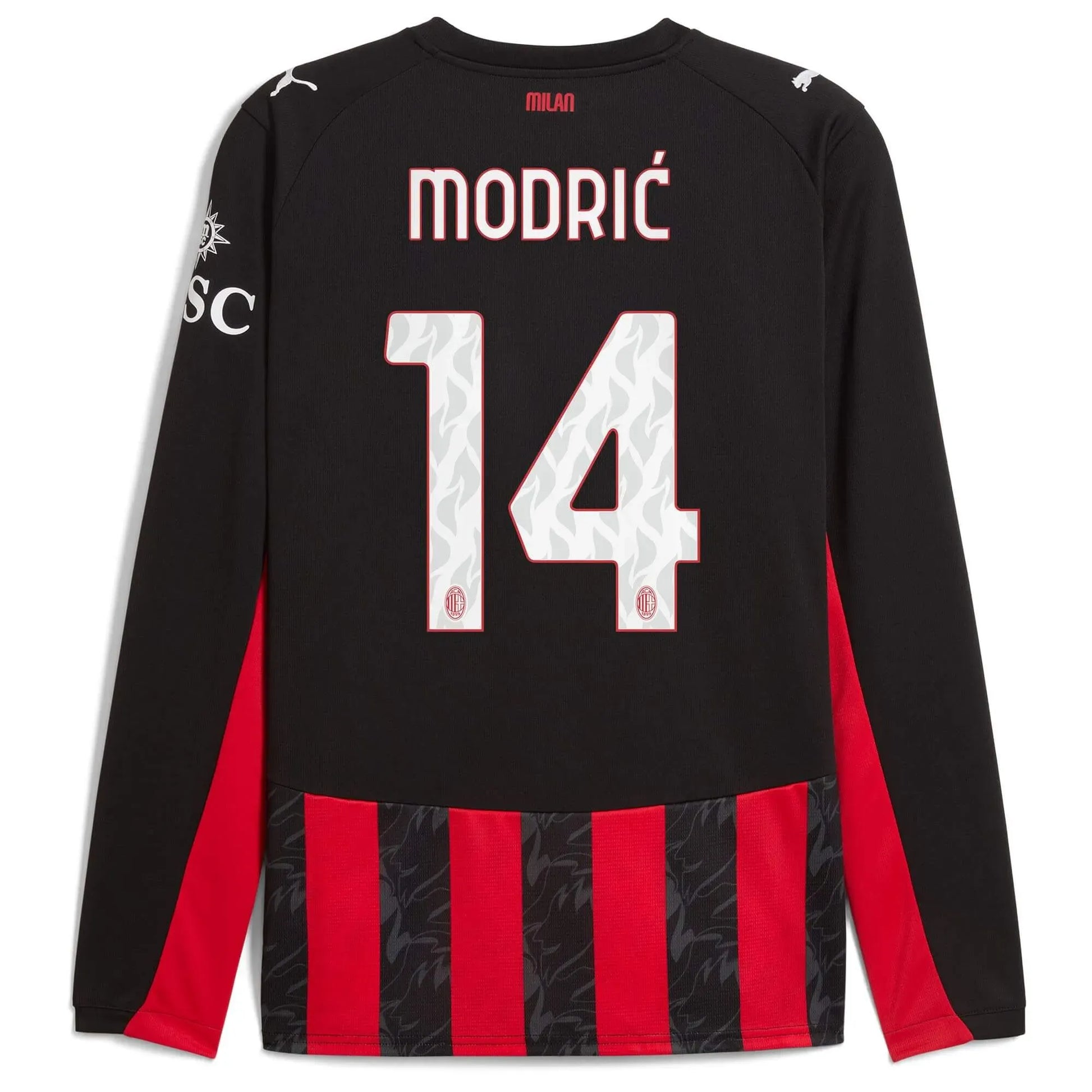 Puma 2025-26 AC Milan Men's Stadium Home Long-Sleeve Soccer Jersey (Modric)