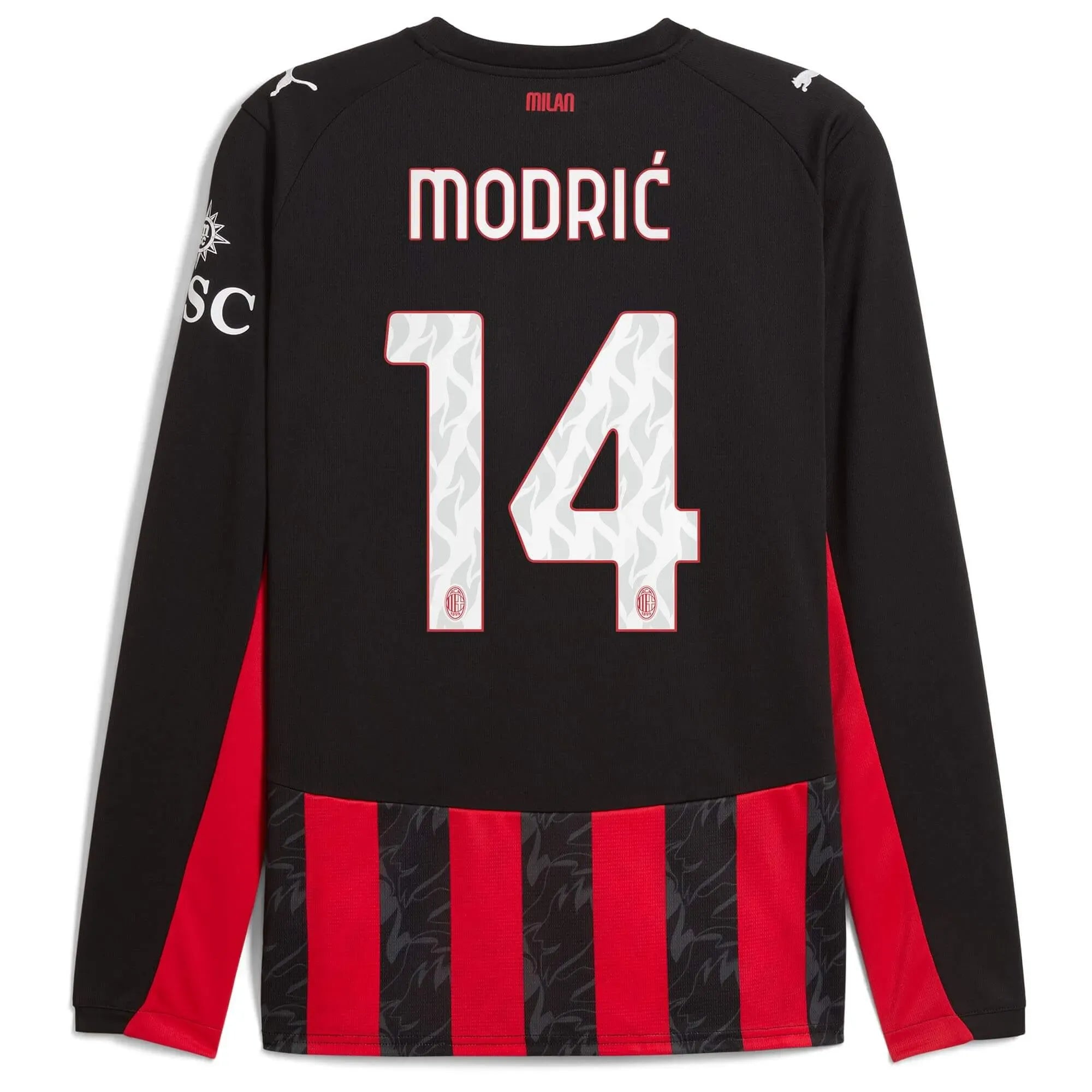 Puma 2025-26 AC Milan Men's Stadium Home Long-Sleeve Soccer Jersey (Modric)