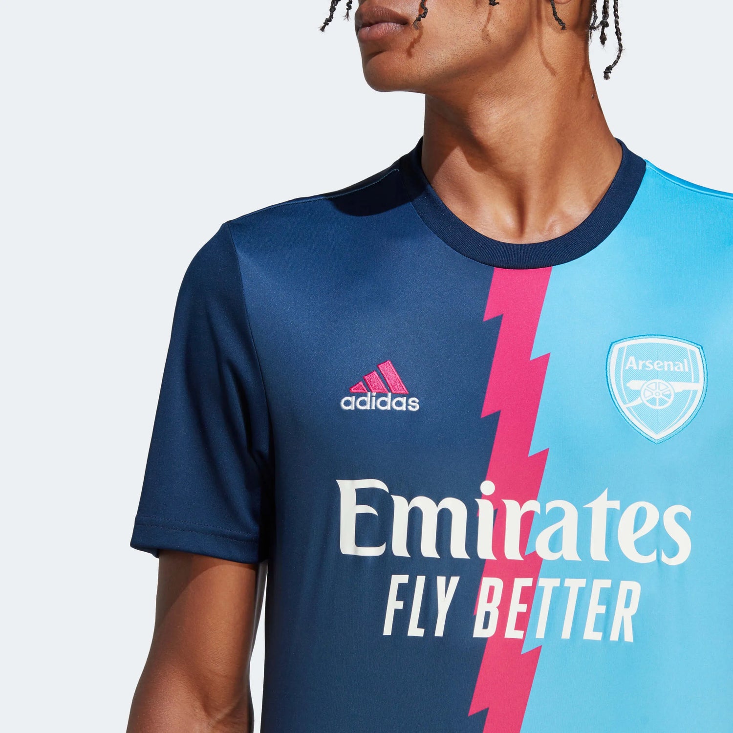 adidas 2023 Arsenal Pre-Match Jersey - Navy-Magenta-Sky Rush (Detail 1)