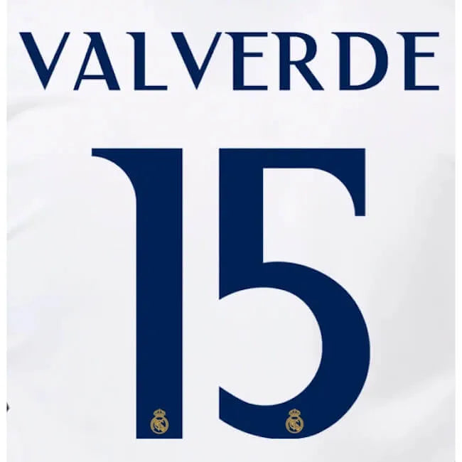 Real Madrid 2023 24 Home Valverde #15 Jersey Name Set (Back)
