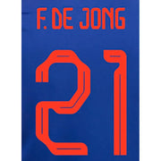 Holland 2022-23 Away F. De Jong #21 Jersey Name Set (Back)