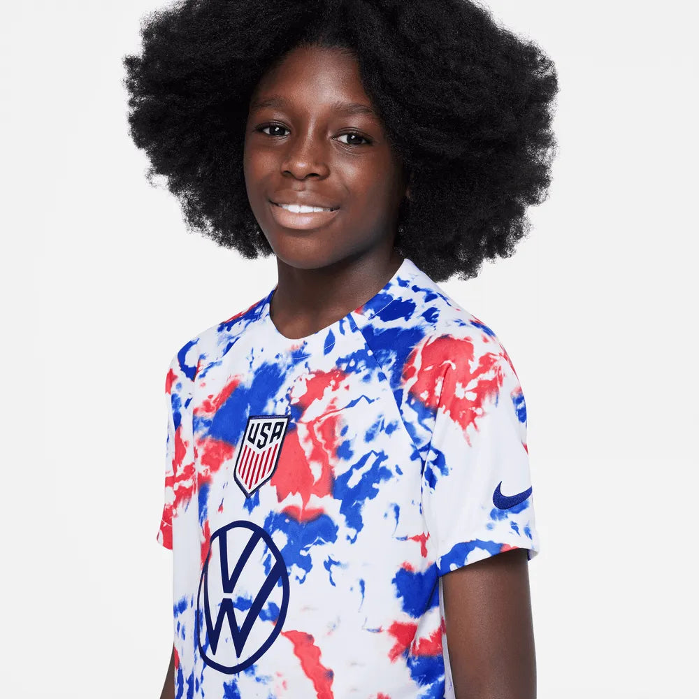 Nike 2022-23 USA Youth Pre-Match Jersey - White-Blue-Red (Detail 1)