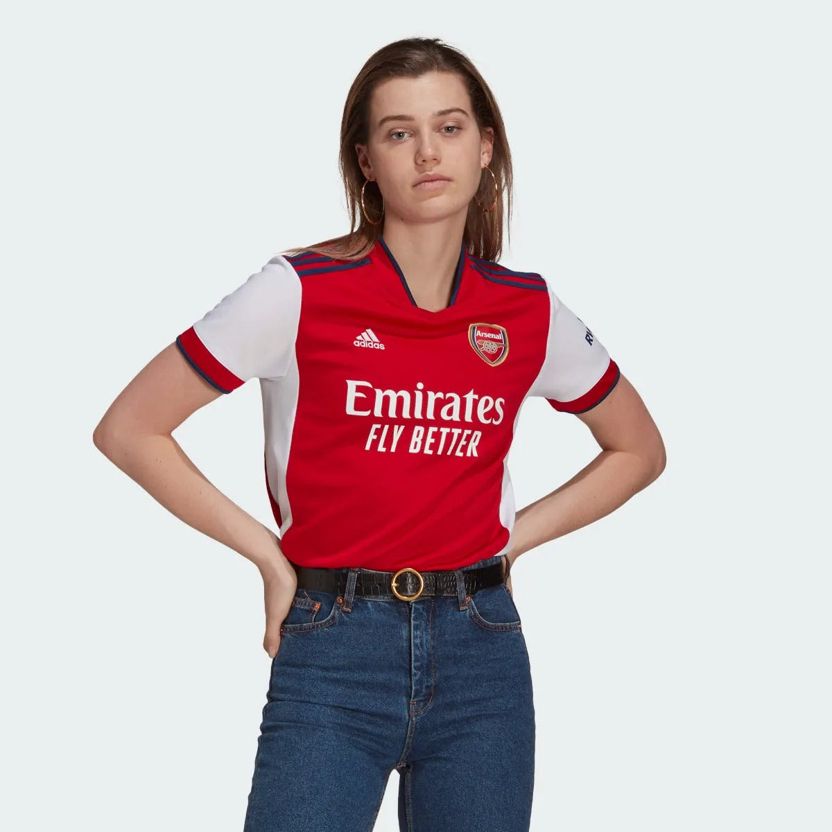 Adidas 2021-22 Arsenal Women Home Jersey - Red-Navy (Model - Front)