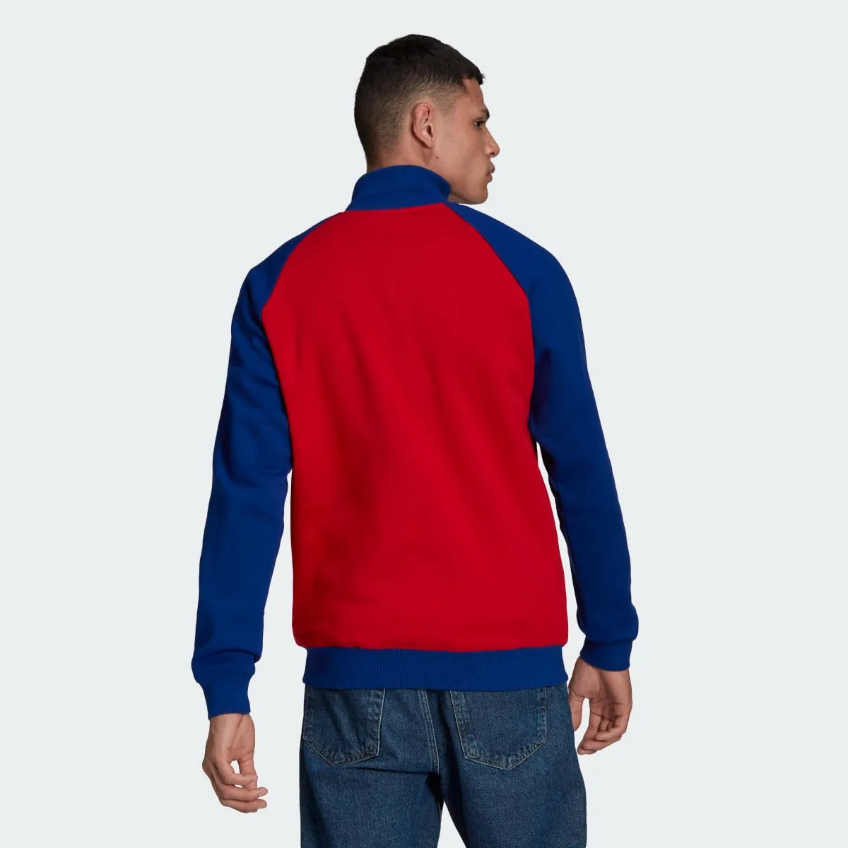 adidas 21-22 FC Bayern Tiro 21 Anthem Jacket - True Red-Mystery Ink (Model - Back)