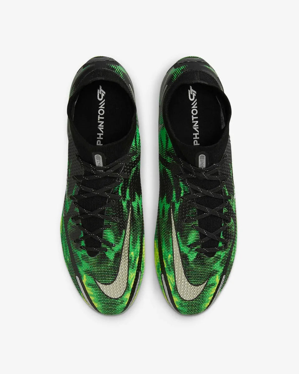 Nike Phantom GT2 Elite DF SW FG - Black-Green Strike (Pair - Top)