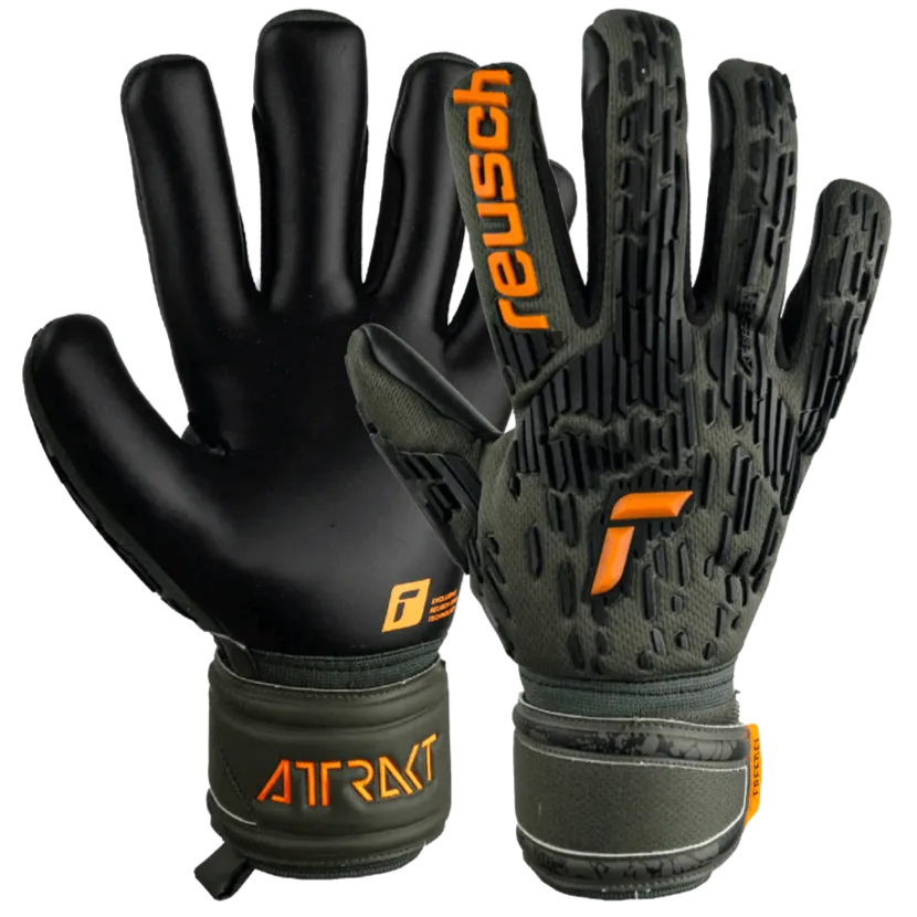 Reusch Attrakt Freegel Silver Goalkeeper Gloves - Desert Green-Orange-Black (Pair)