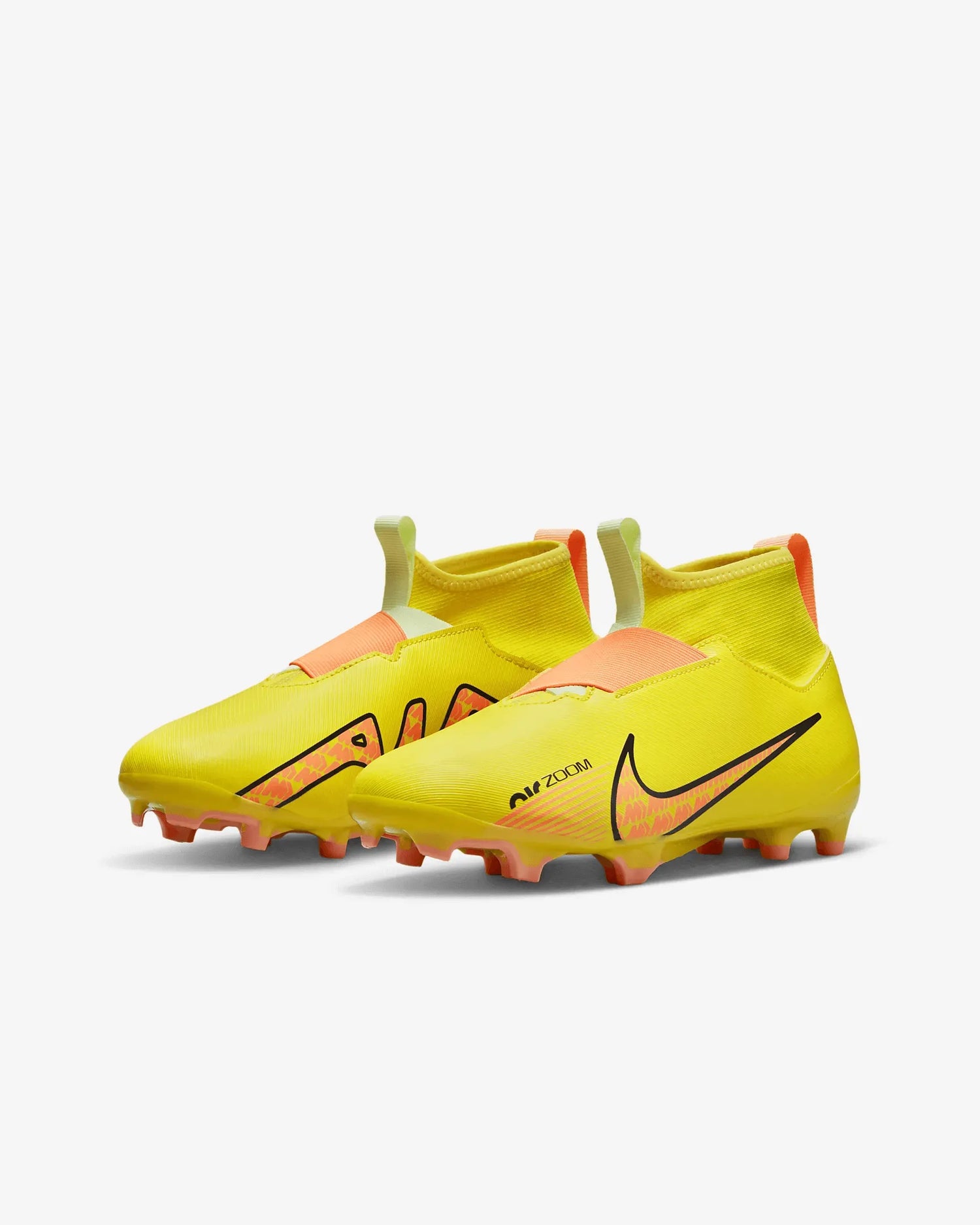Nike Jr Zoom Superfly 9 Academy FG/MG - Yellow Strike-Sunset Glow (Pair - Diagonal)