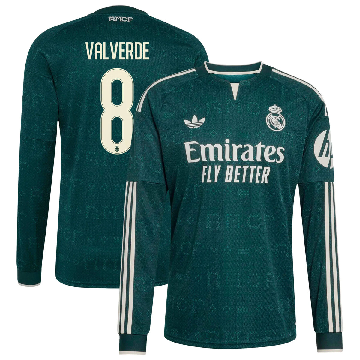 adidas 2026-27 Real Madrid Men's Stadium Away Long-Sleeve Soccer Jersey (Valverde)