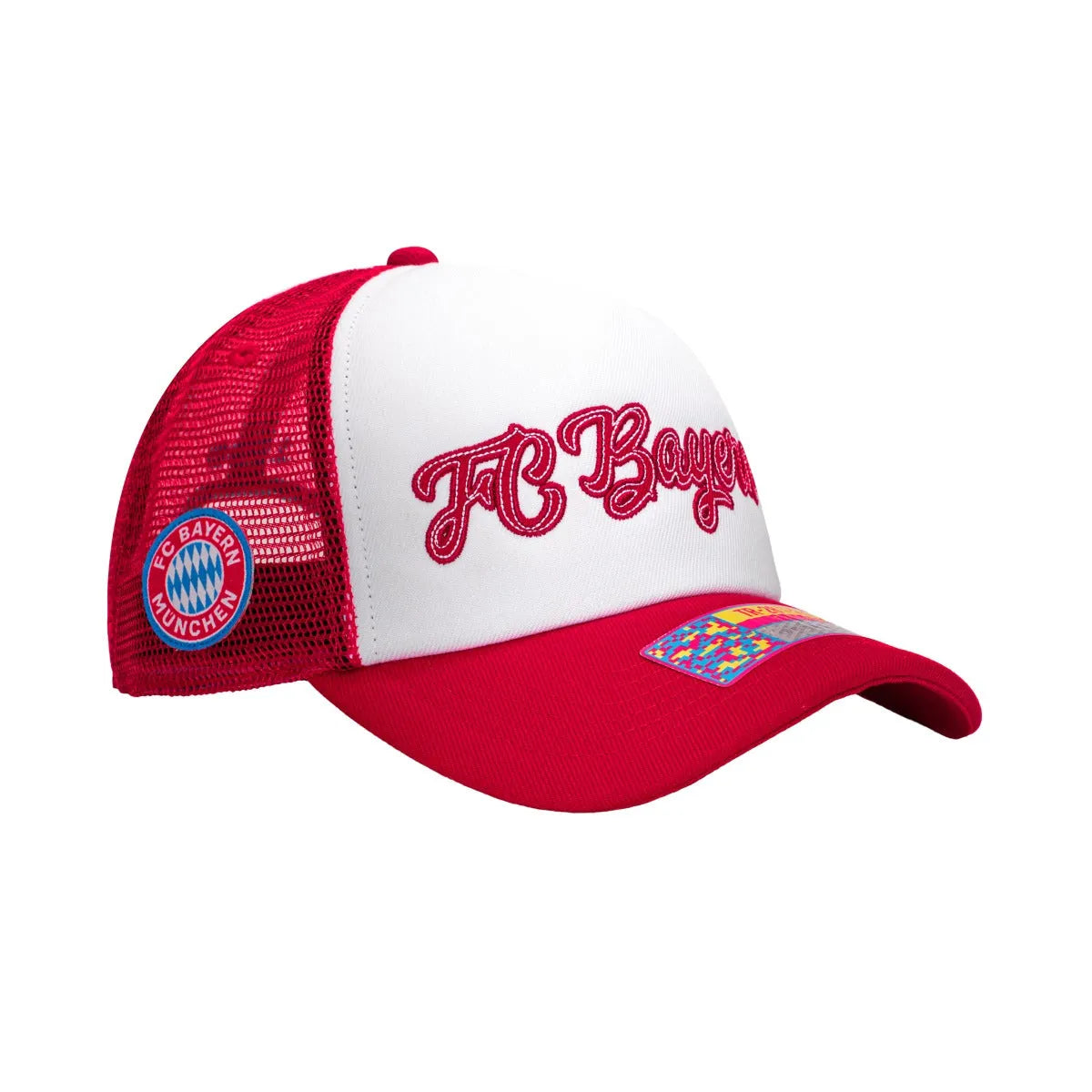 F.I Collection Bayern Munich Script Stop Trucker Hat - Red-White (Diagonal 2)