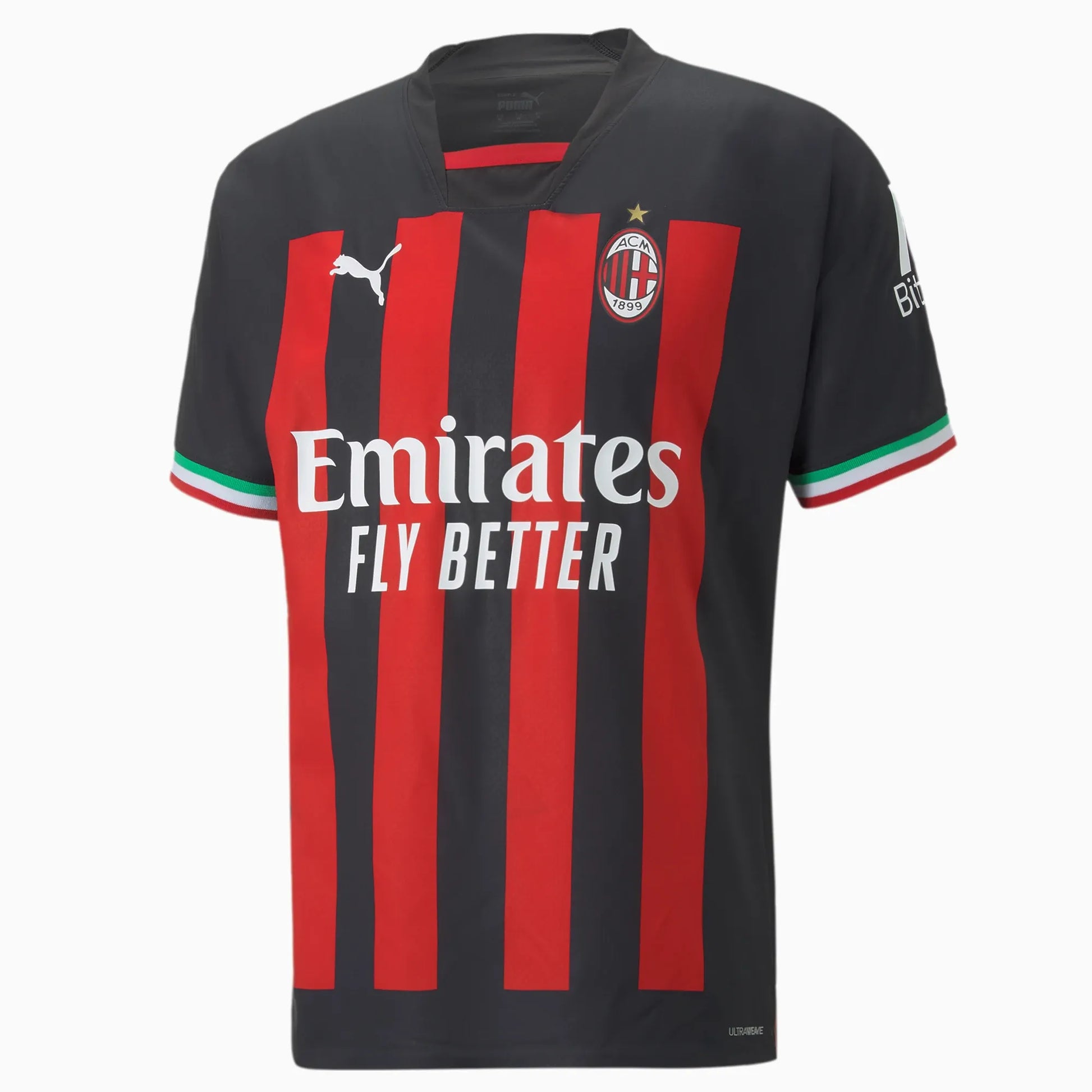 Puma 2022-23 AC Milan Authentic Home Jersey - Black-Red (Front)