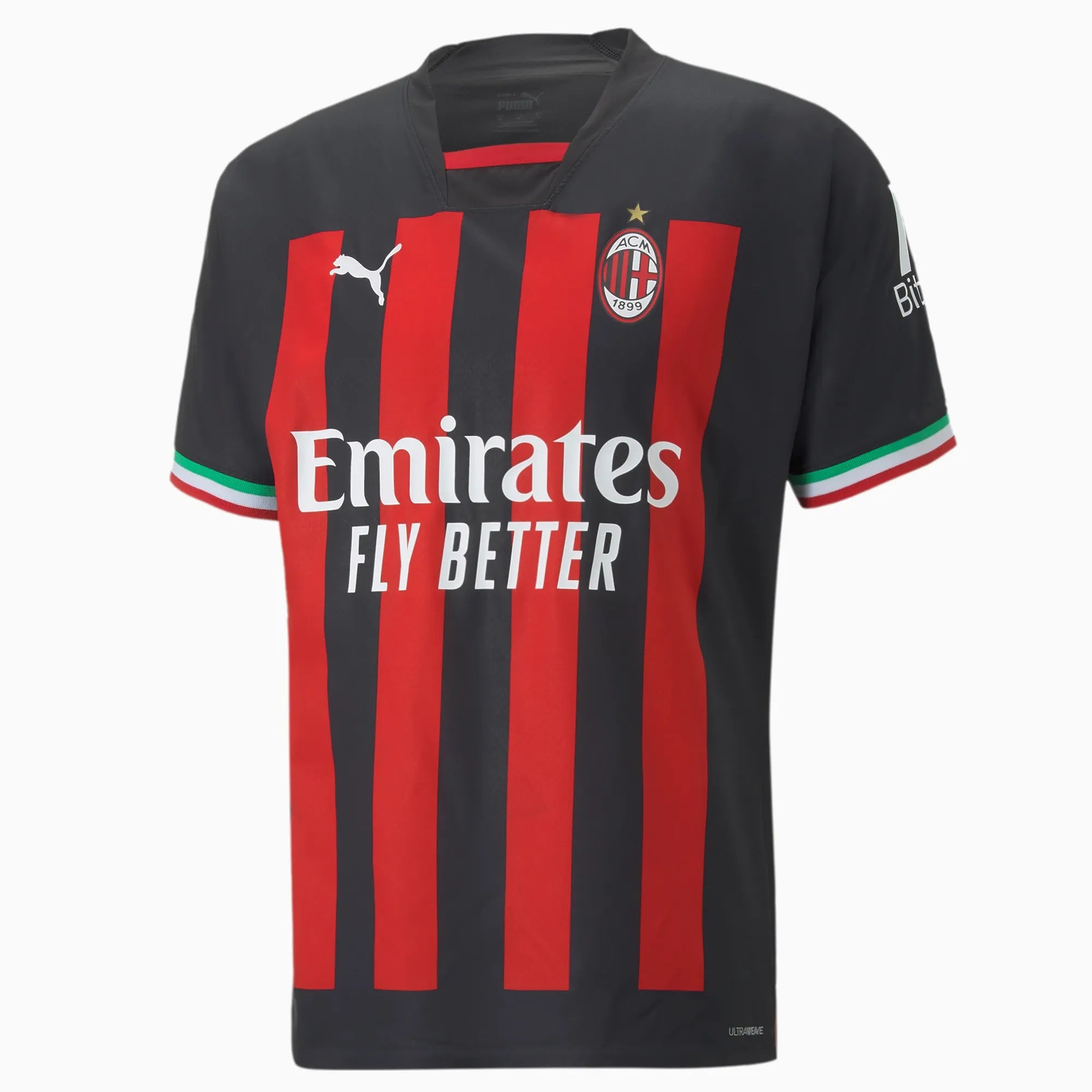 Puma 2022-23 AC Milan Authentic Home Jersey - Black-Red (Front)