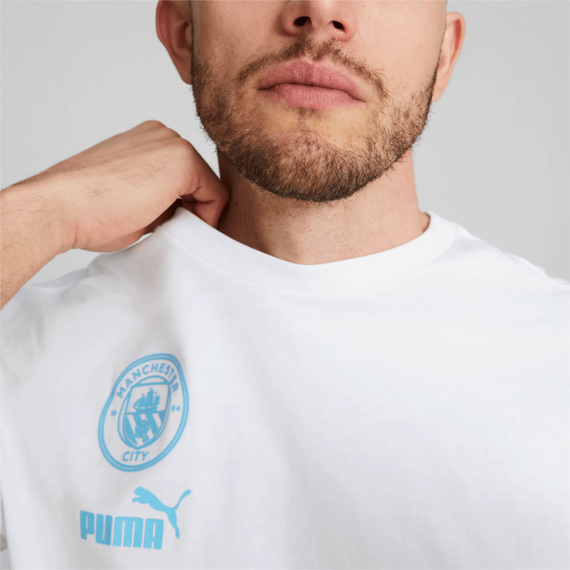 Puma 2022-23 Manchester City FtblCulture Tee - White-Light Blue (Detail 1)