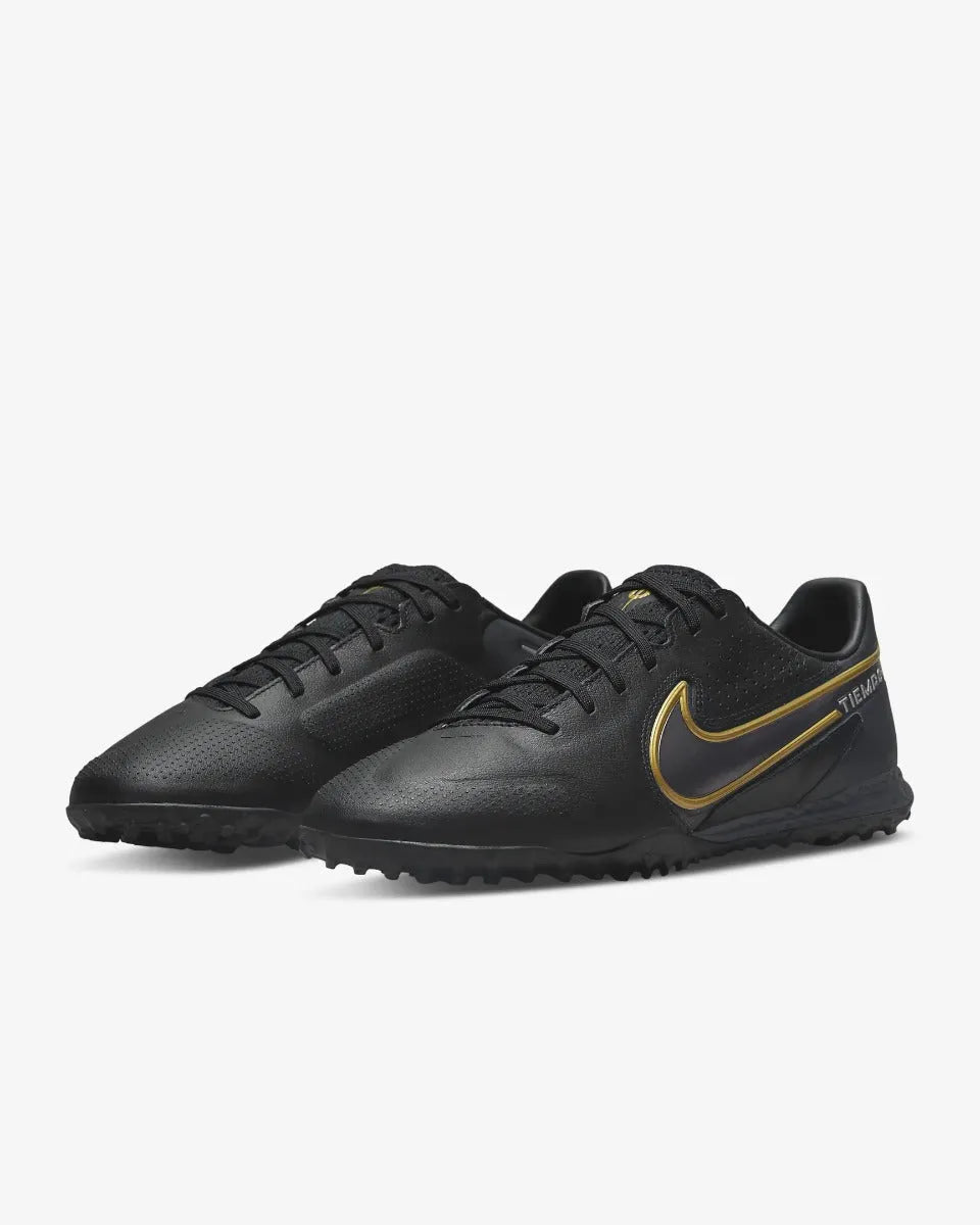 Nike React Legend 9 Pro Turf - Black-Dark Grey-Gold (Pair - Diagonal)