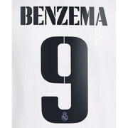 Real Madrid 2022 23 Home Benzema #9 Jersey Name Set (Back)