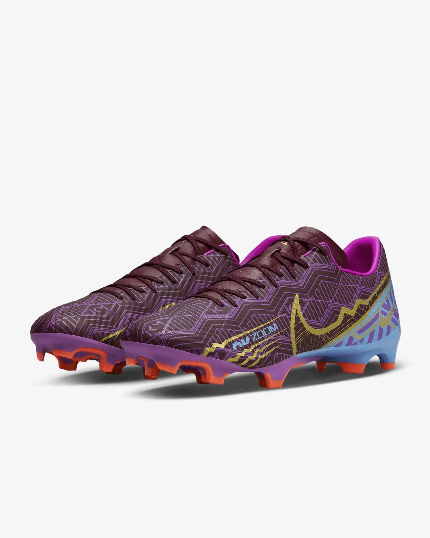 Nike Zoom Vapor 15 Academy KM FG-MG - Dark Beetroot-Gold (Pair - Diagonal)