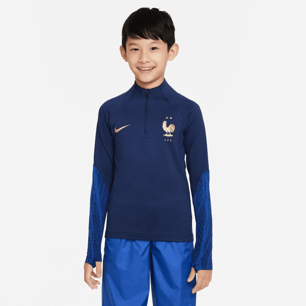 Nike 2022-23 France YOUTH Strk Drill Top - Navy (Model - Front)
