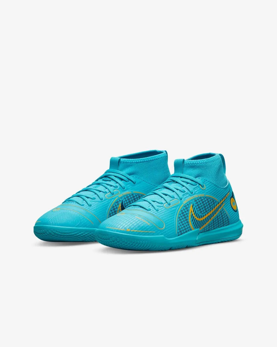 Nike JR Superfly 8 Academy Indoor - Chlorine Blue-Laser Orange (Pair - Diagonal)
