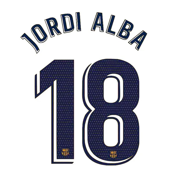 Barcelona 2019/20 Away Jordi Alba #18 Jersey Name Set