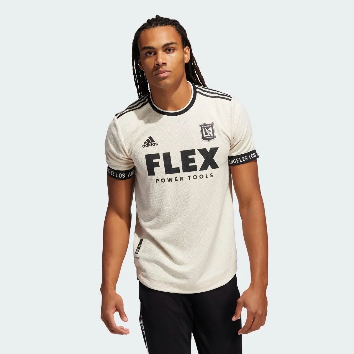 Adidas 2021-22 LAFC Authentic Away Jersey - Beige-White (Model - Front)