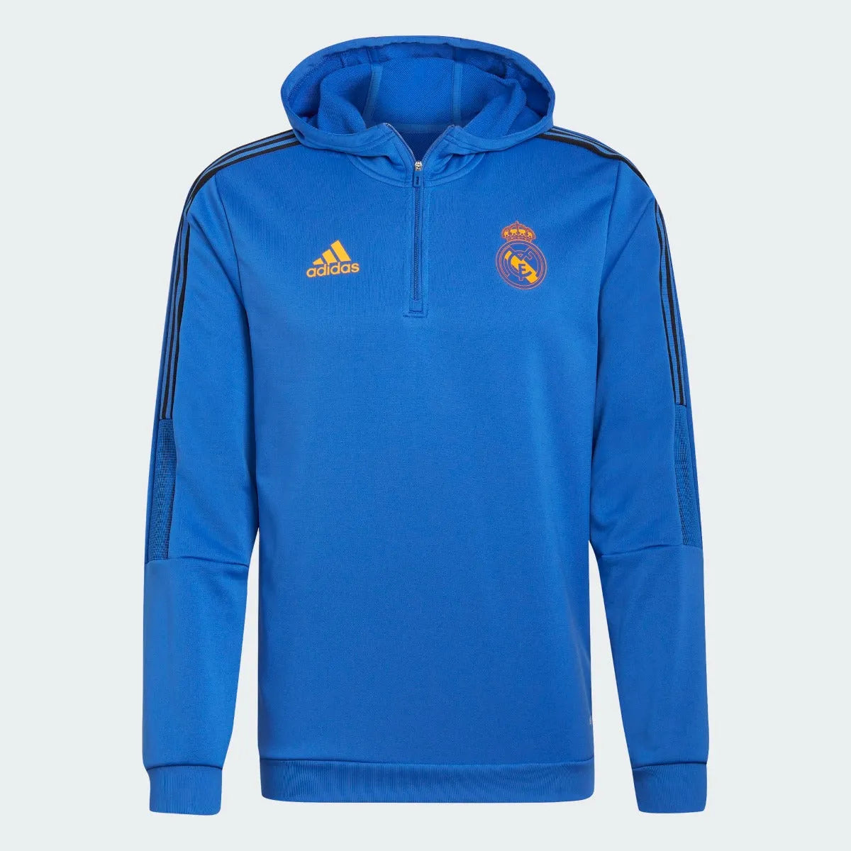 adidas 21-22 Real Madrid Track Hoodie - Hi Res Blue (Front)