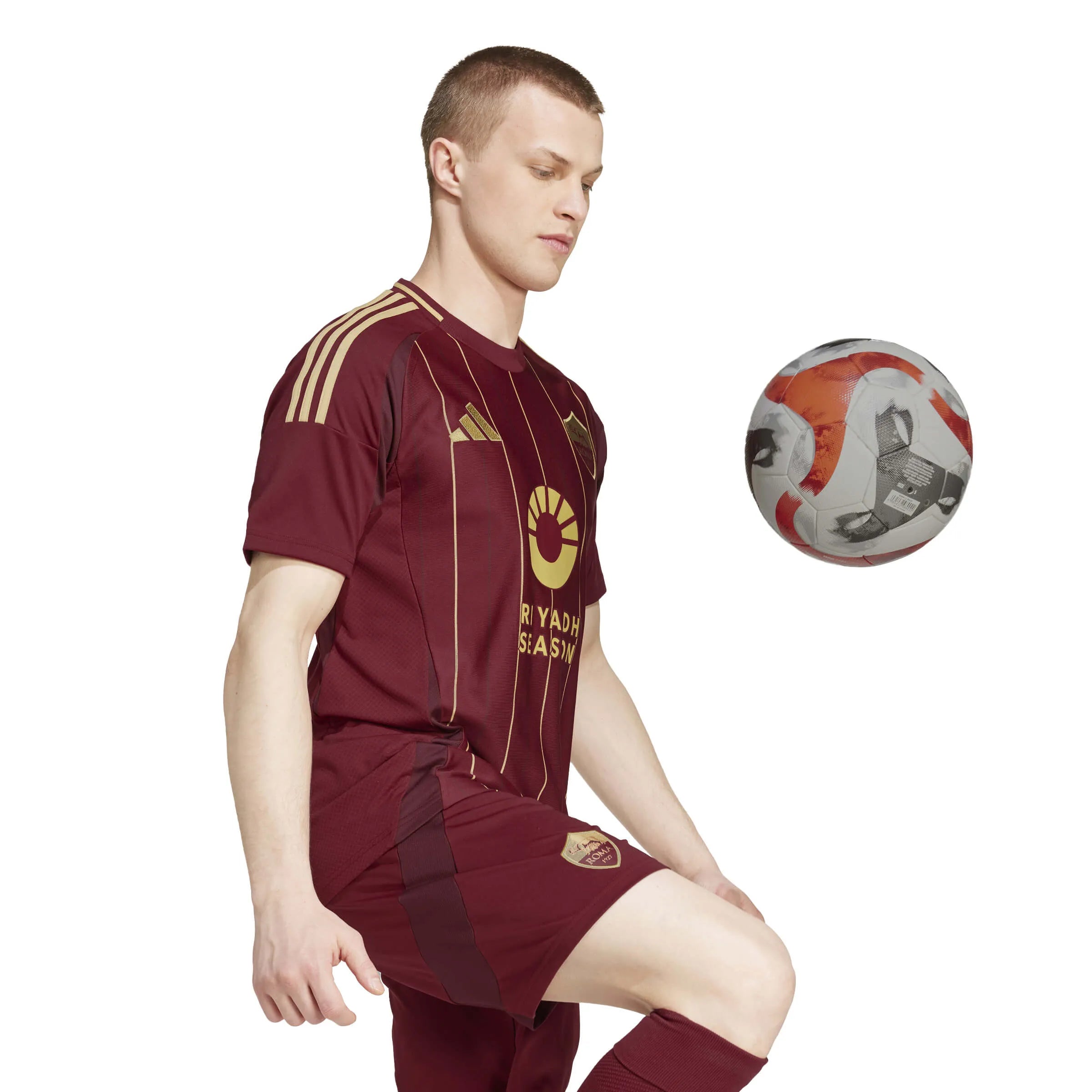 adidas 2024-25 Roma Men's Stadium Home Jersey (Model - Side)