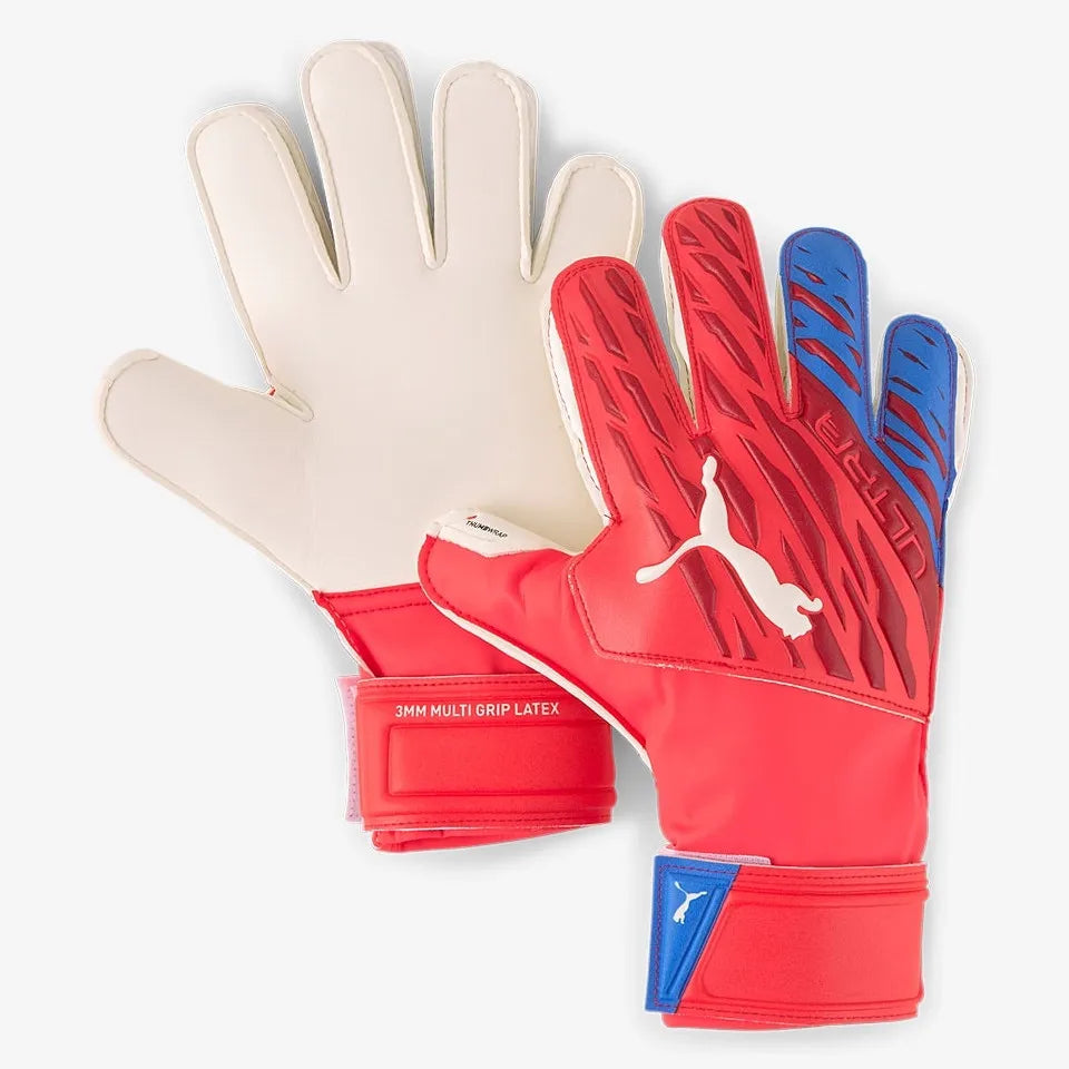 Puma JR Ultra Protect 3 Goalkeeper Gloves - Sunblaze-Bluemazing (Pair)