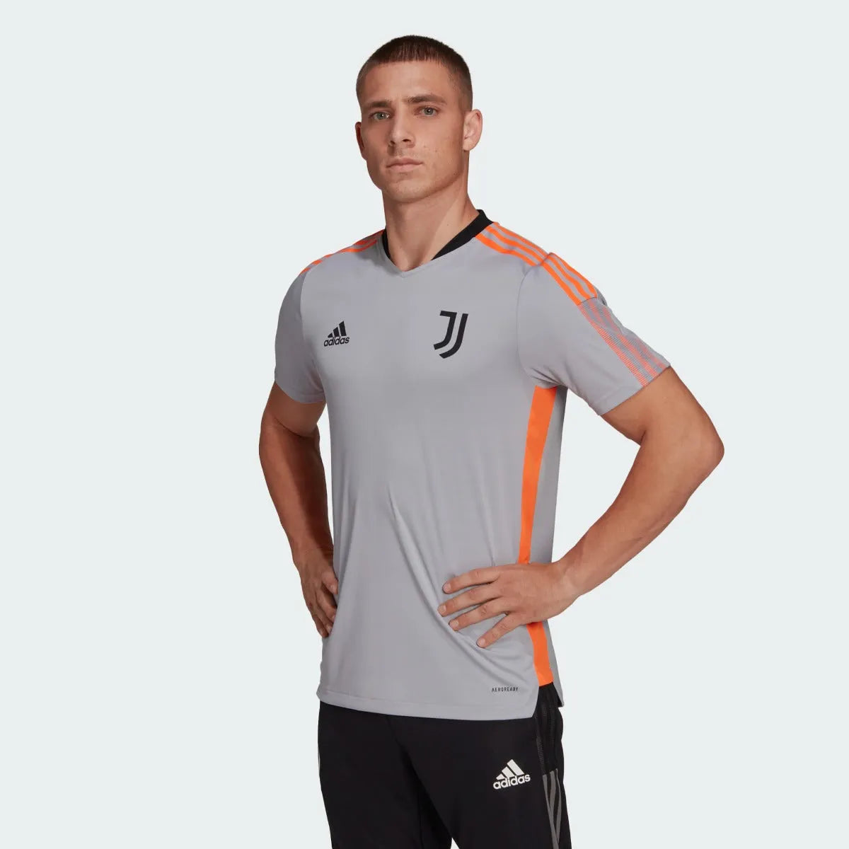 Adidas 2021-22 Juventus Training Jersey - Grey-Orange (Model - Front)