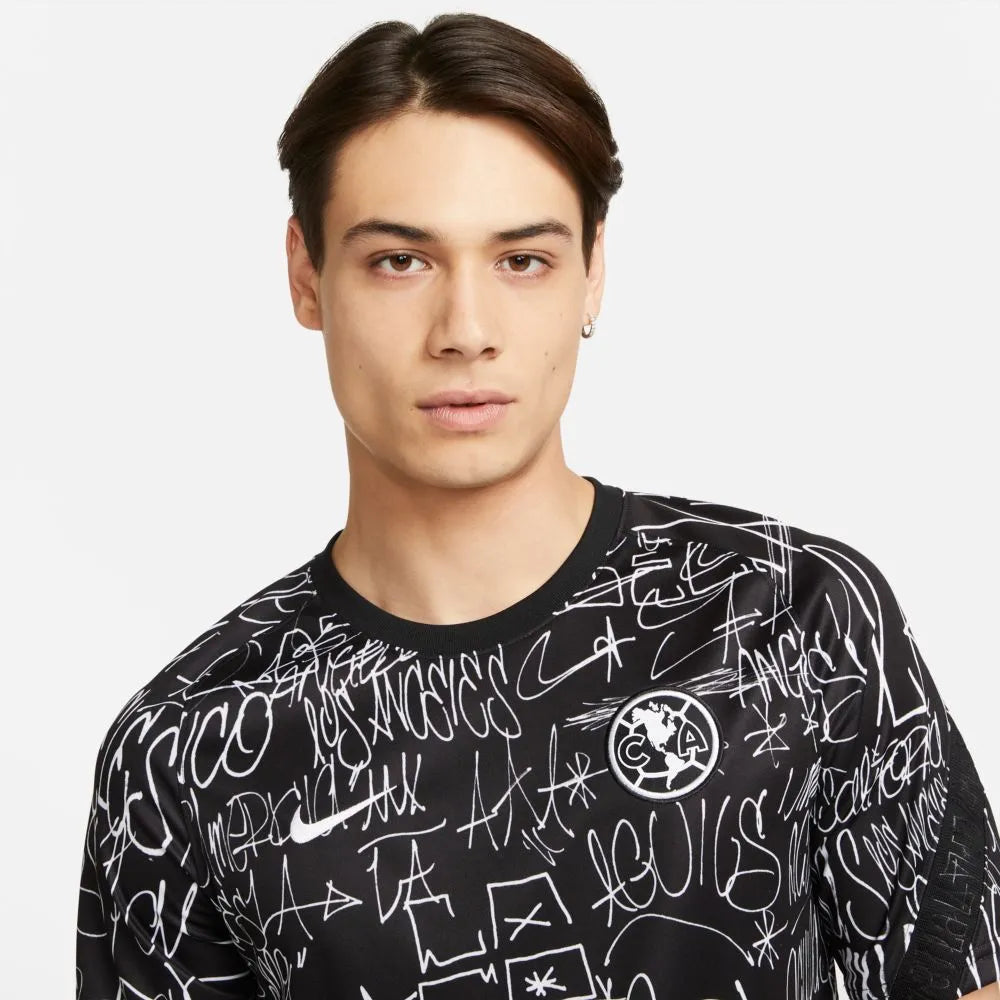 Nike 2021-22 Club America Pre-Match LA Jersey - Black-White (Detail 1)