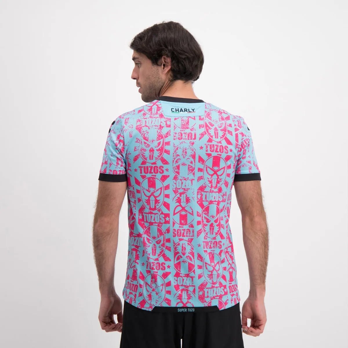 Charly 2021-22 Pachuca Third Jersey - Light Blue-Pink (Model - Back)