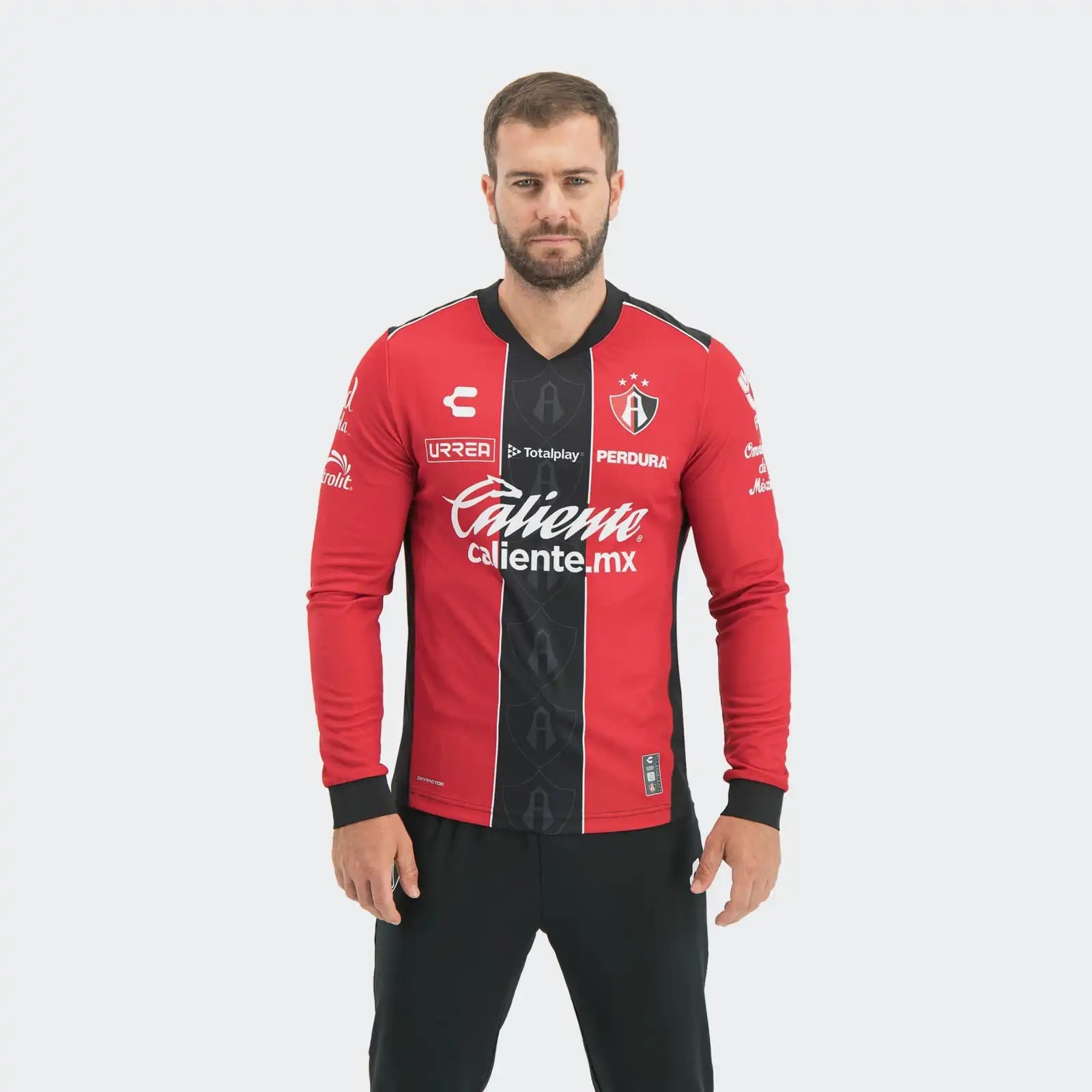 Charly 2025-26 Atlas Men's Stadium Home Long-Sleeve Soccer Jersey (Model - Front)