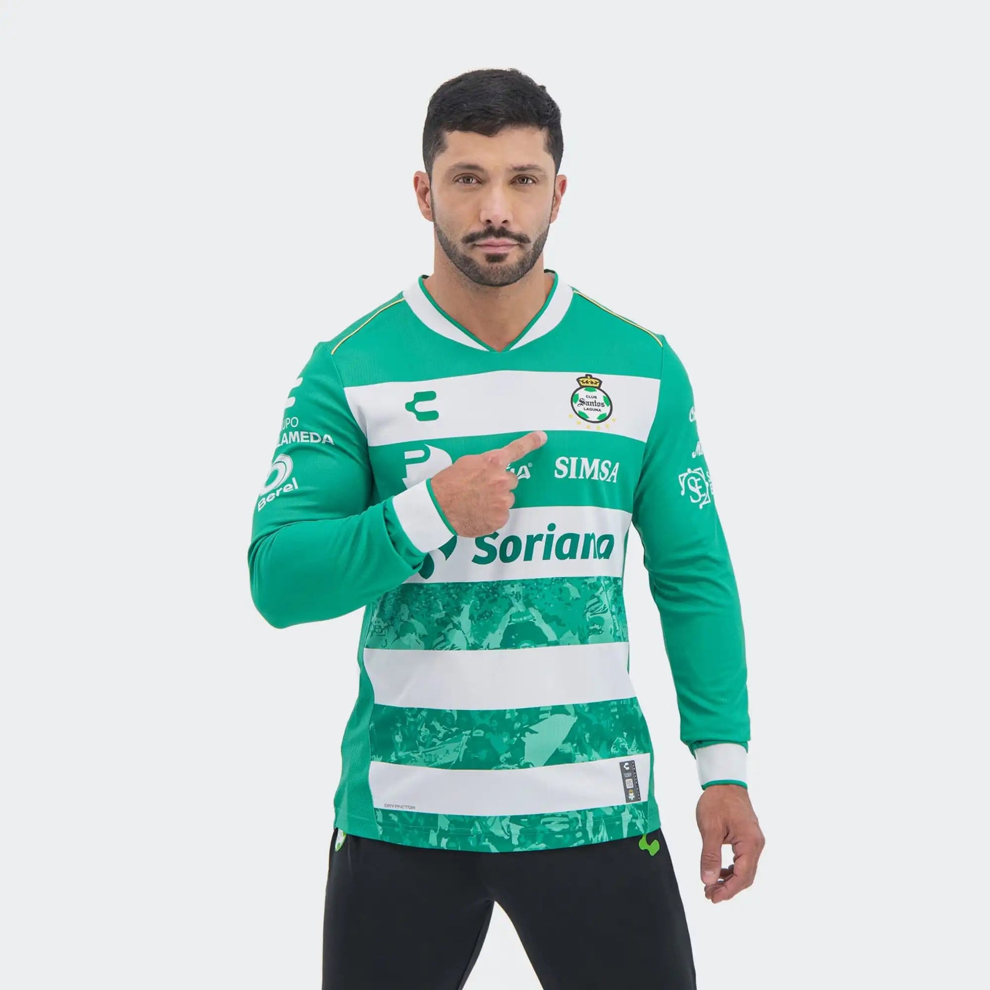 Charly 2025-26 Santos Men's Stadium Home Long-Sleeve Soccer Jersey (Model - Front)