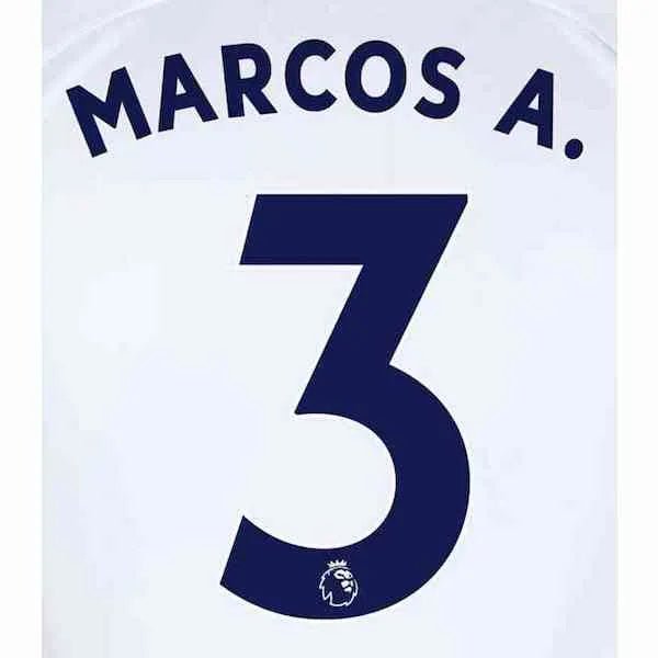 Chelsea 2019/21 Away Marcos A. #3 Jersey Name Set