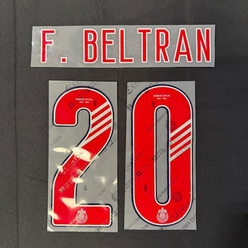 Chivas 2024-25 Away F. BELTRAN #20 Official Name Set
