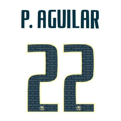 Club America 2020/21 Away P. Aguilar #22 Jersey Name Set