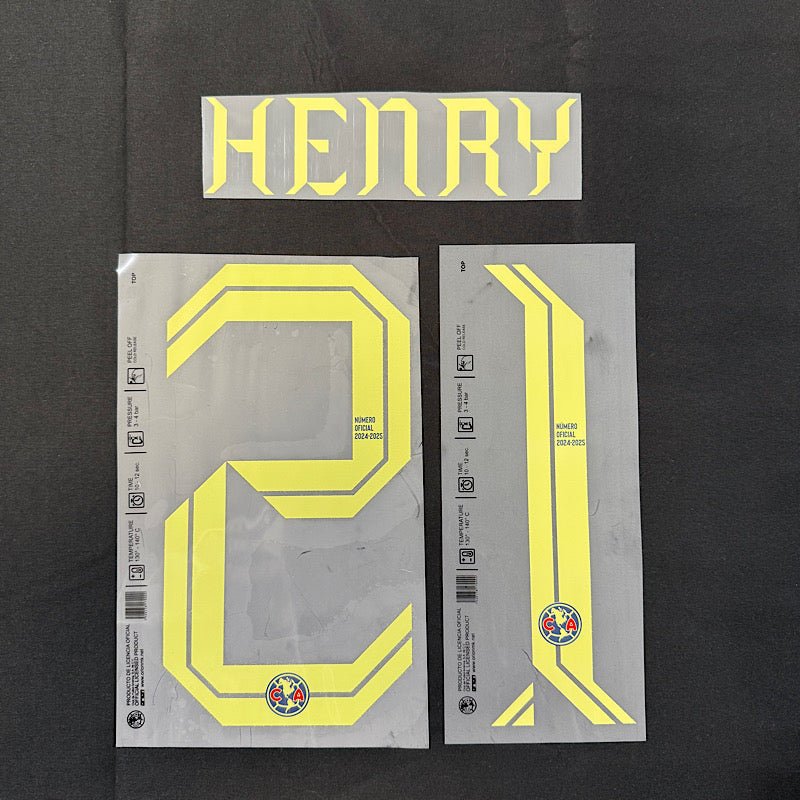 Club America 2024-25 Away HENRY #21 Official Name Set