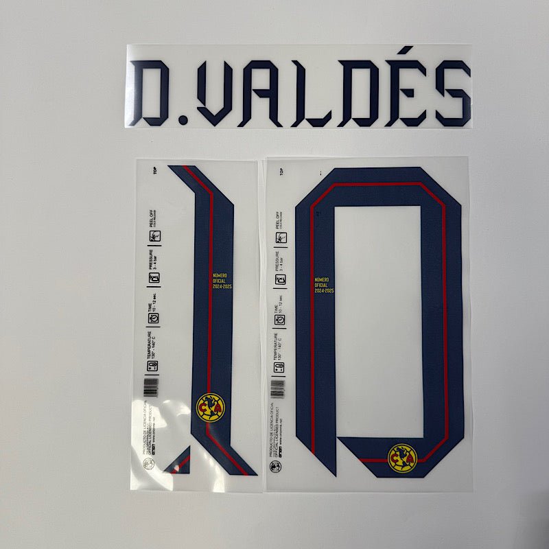Club America 2024-25 Home D. VALDES #10 Official Name Set