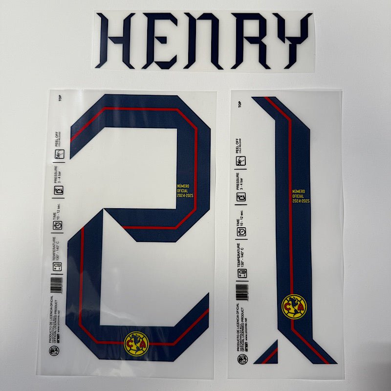 Club America 2024-25 Home HENRY #21 Official Name Set