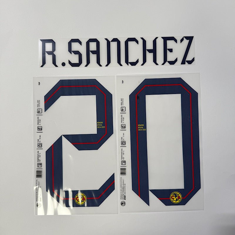 Club America 2024-25 Home R. SANCHEZ #20 Official Name Set