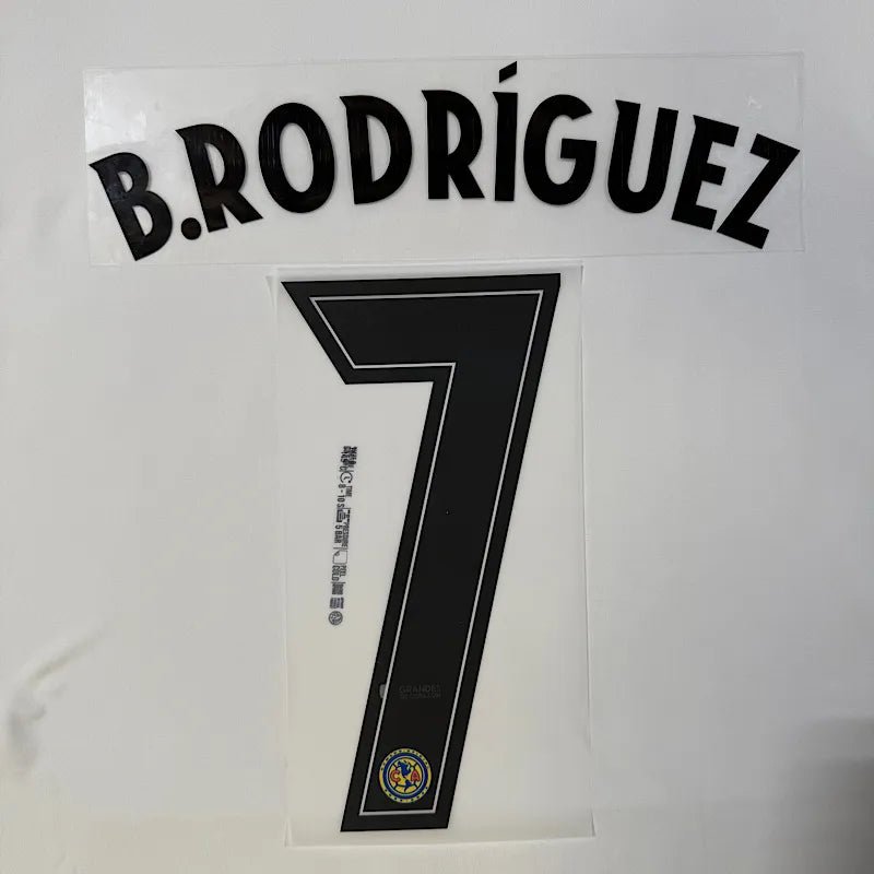Club America 2025-26 Home B. RODRIGUEZ #7 Official Name Set