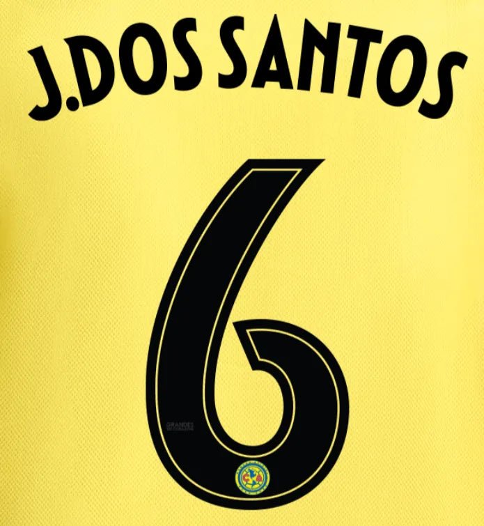 Club America 2025-26 Home J. DOS SANTOS #6 Official Name Set