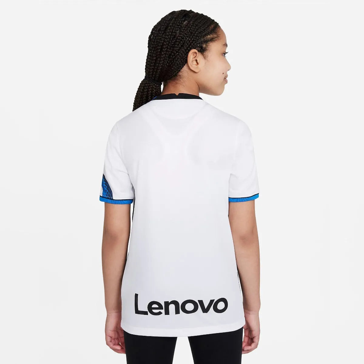 Nike 2021-22 Inter Milan Youth Away Jersey - White-Blue (Model - Back)
