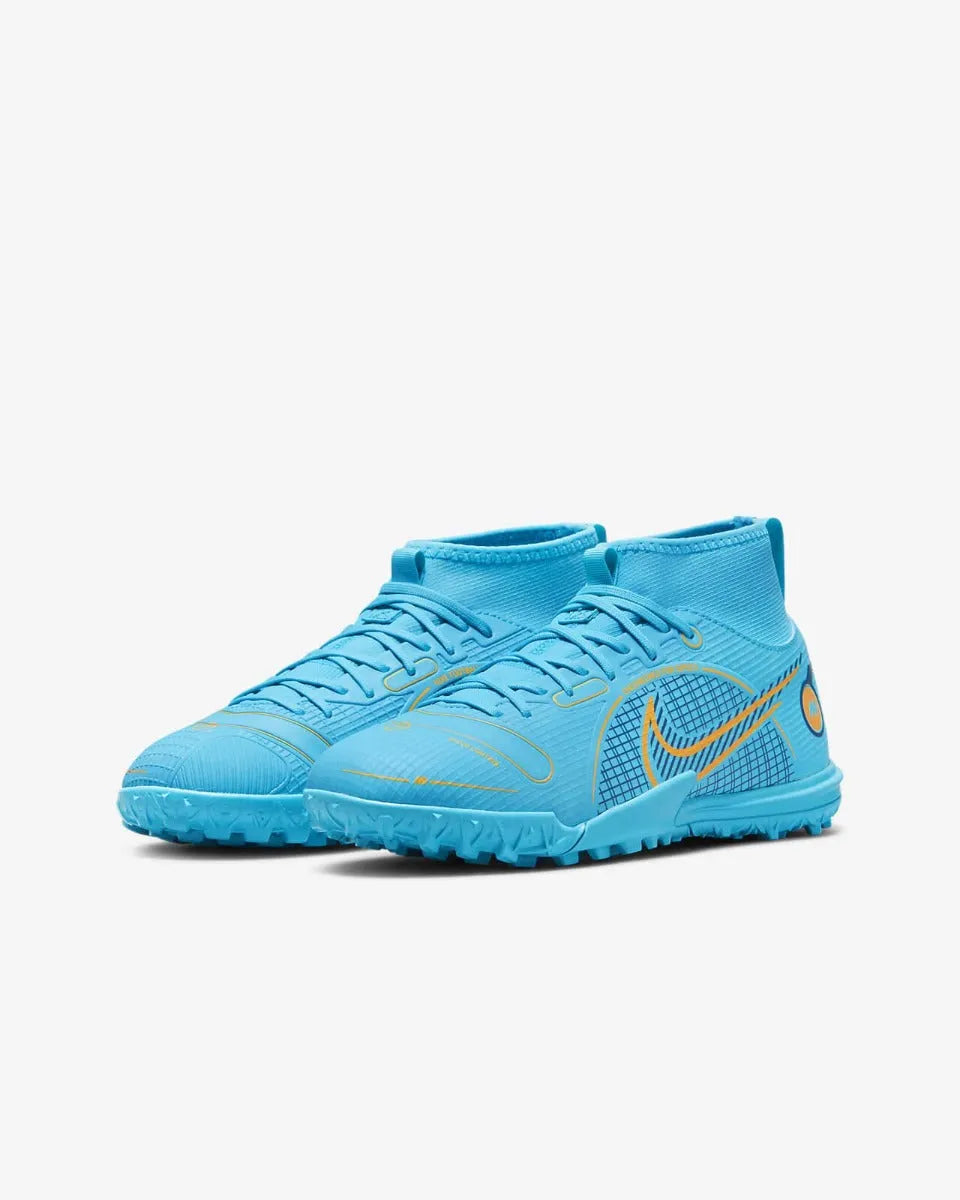 Nike JR Superfly 8 Academy Turf - Chlorine Blue-Laser Orange (Pair - Diagonal)