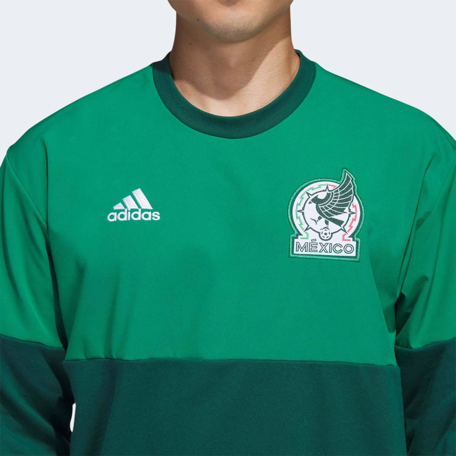 adidas 2022-23 Mexico Crew Sweatshirt - Green (Detail 1)