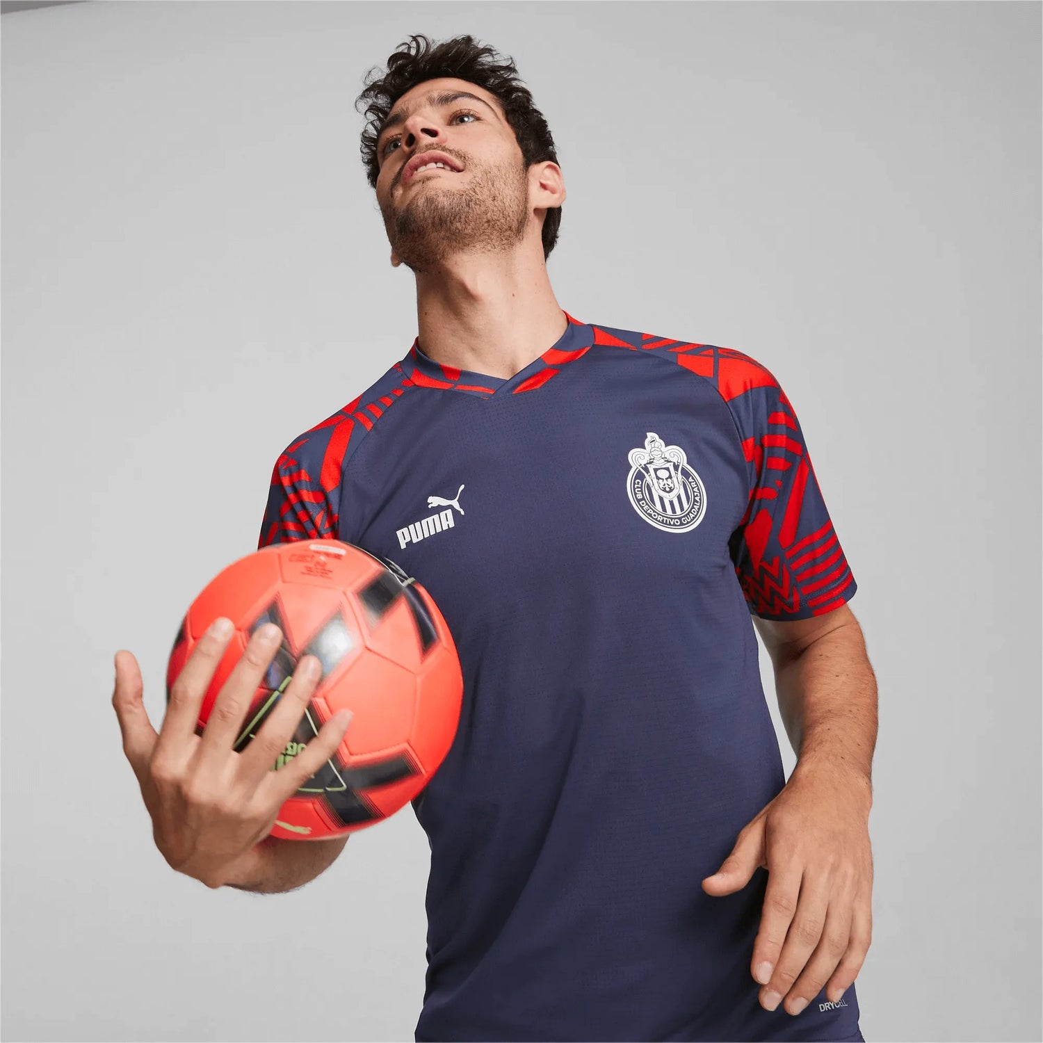 Puma 2022-23 Chivas Pre-Match Jersey - Navy-Red (Model - Front)