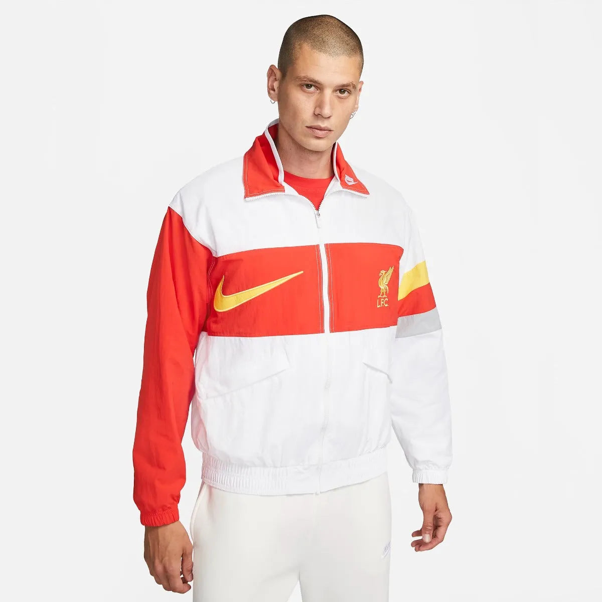 Nike 2021-22 Liverpool I96 Heritage Jacket - White-Red (Model - Front)