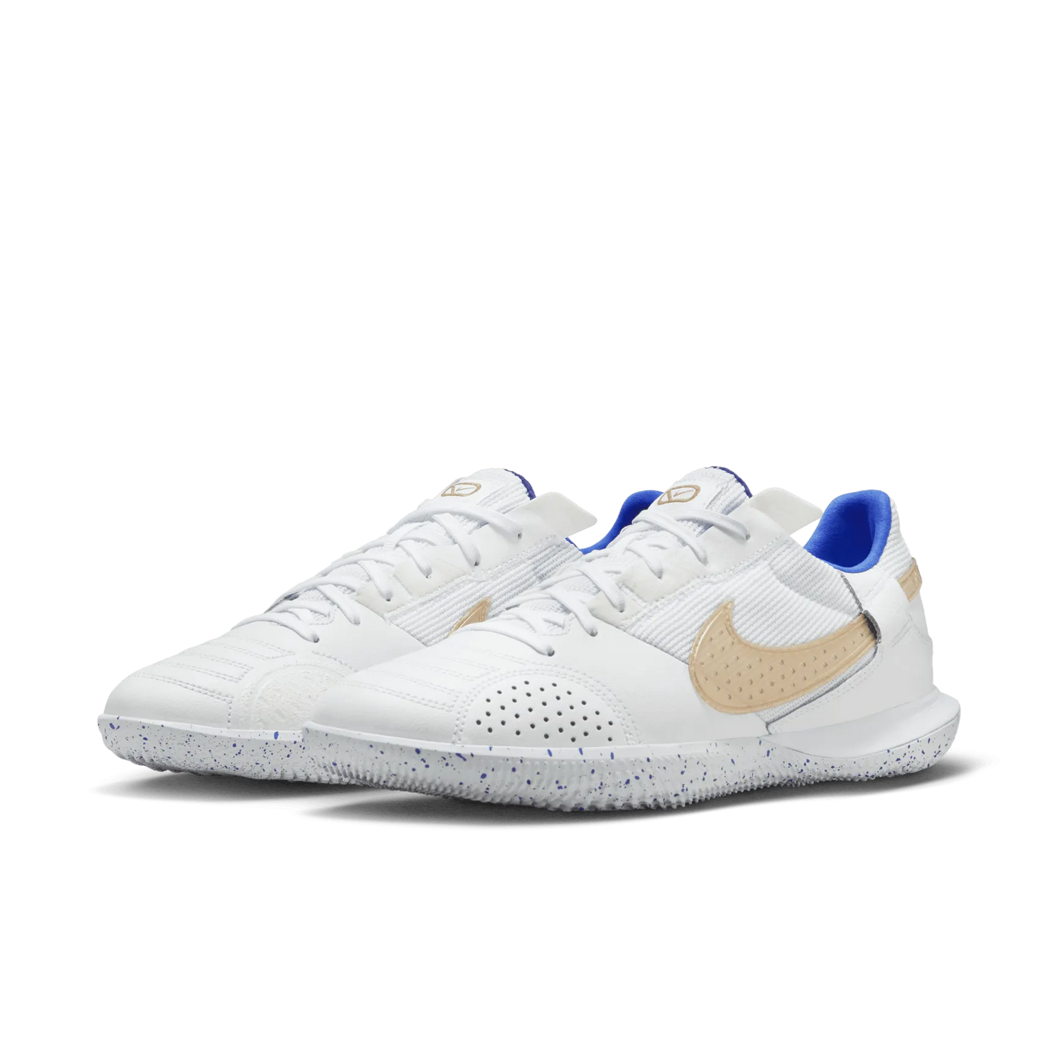 Nike Streetgato Indoor White Hyper Royal Metallic Gold (Pair - Lateral)