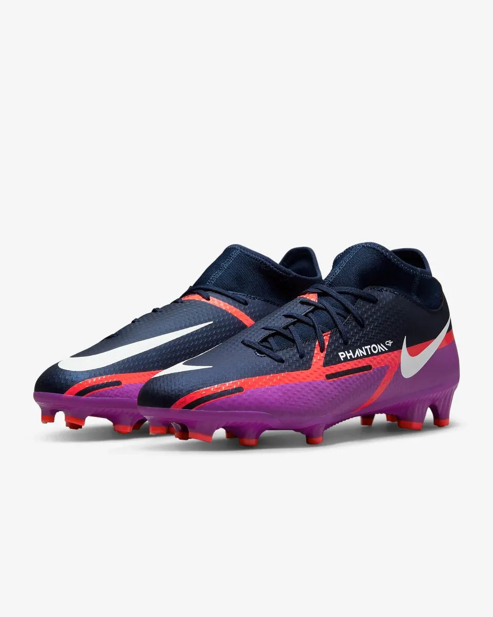 Nike Phantom GT2 Academy DF FG-MG - Navy-Purple-Crimson (Pair - Diagonal)