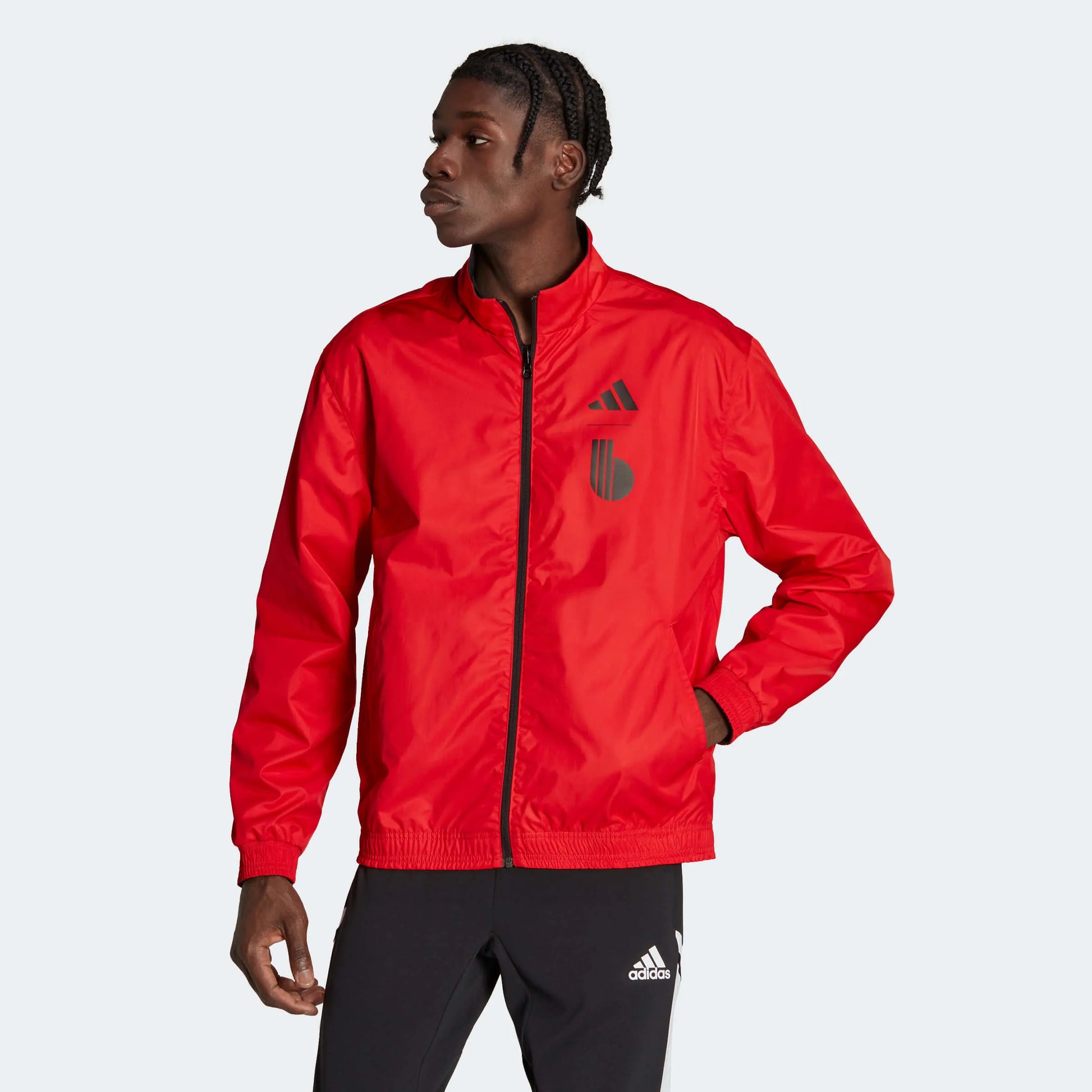  adidas 2022-23 Belgium Anthem Jacket - Black-Red (Model - Front)