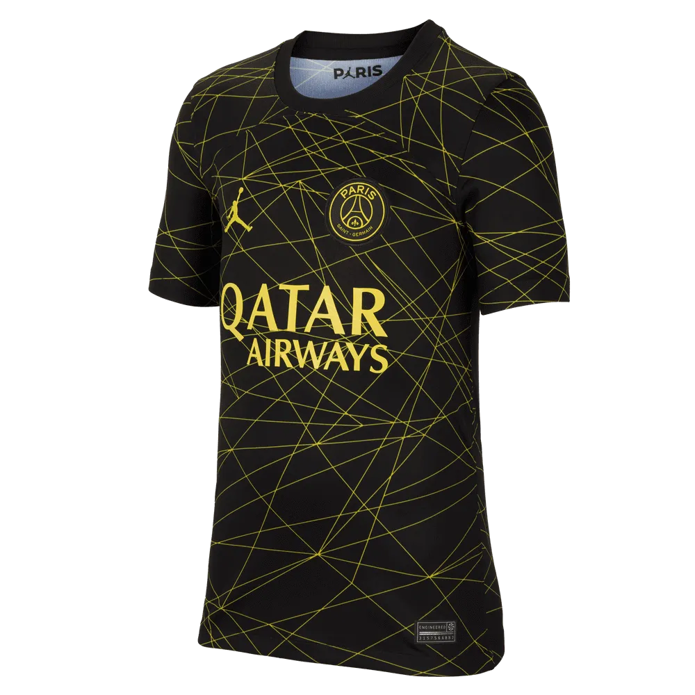 Jordan 2022-23 Paris Saint-German Youth Fourth Jersey - Black-Yellow (Front)